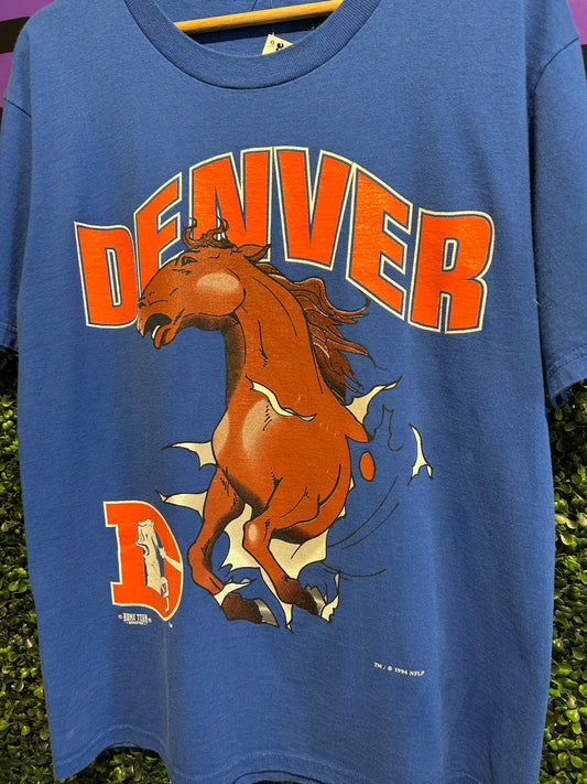 1994 Denver Broncos Breakthrough Double-Sided T-Shirt. Size Large