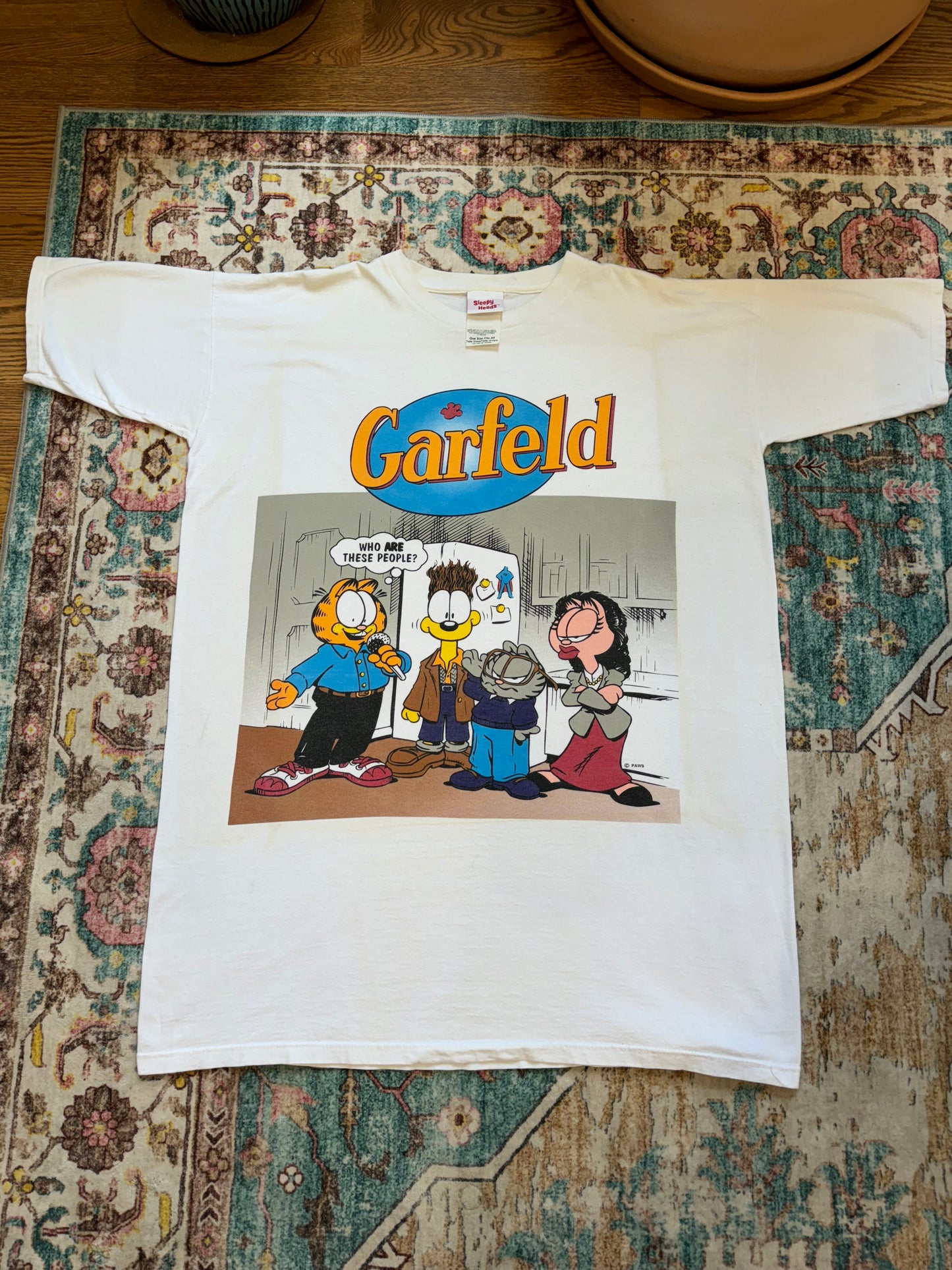 Vintage Garfield Garfeld Seinfeld Parody T-Shirt Size OSFA XL/2XL