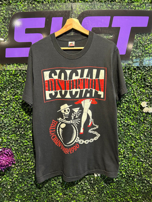 1990 Social Distortion Ball & Chain Tour T-Shirt. Size Large