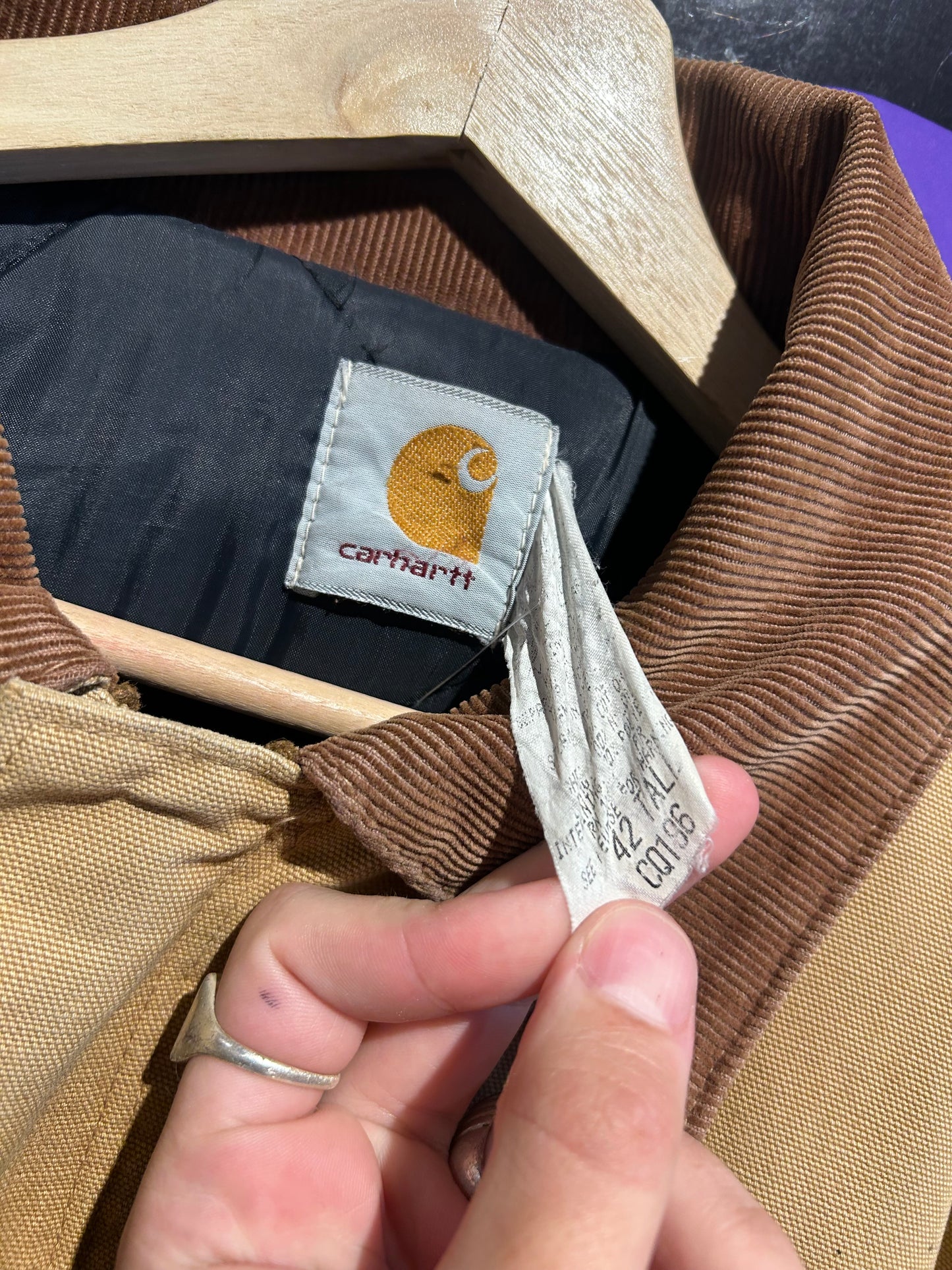 90s Carhartt Zip-Up Collared Jacket. Size Large (Long)
