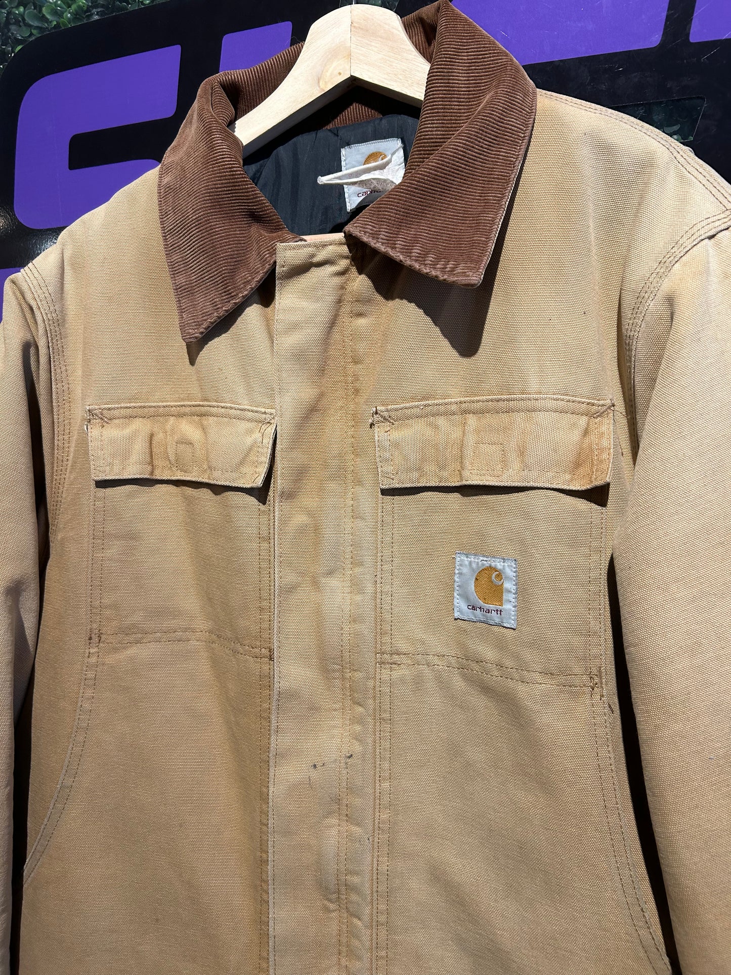 90s Carhartt Zip-Up Collared Jacket. Size Large (Long)