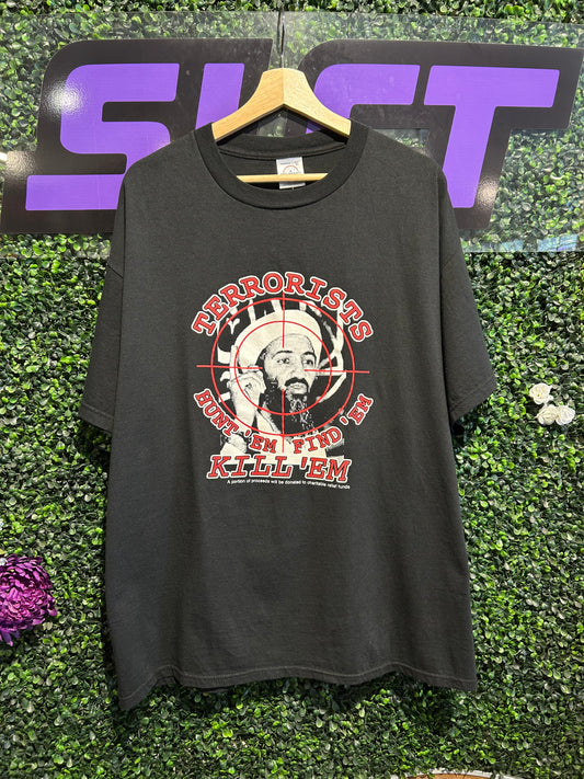 Vintage Osama Bin Laden Terrorists T-Shirt. Size XL