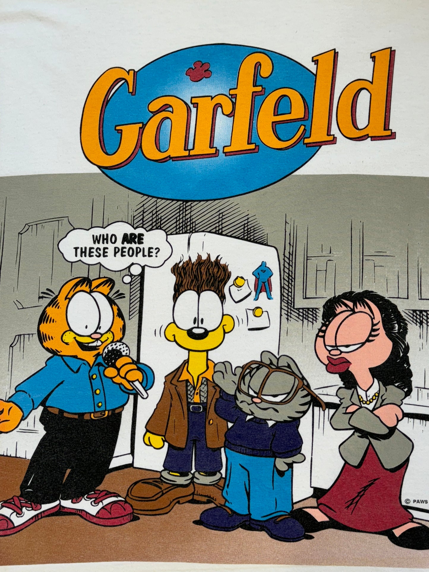 Vintage Garfield Garfeld Seinfeld Parody T-Shirt Size OSFA XL/2XL