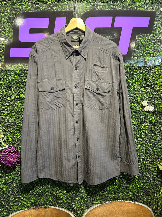 00s Harley Davidson Textured Button-Up Shirt. Size Large