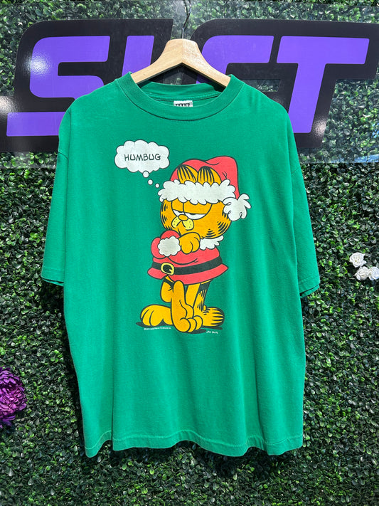 90s Garfield Humbug Santa T-Shirt. Size XL
