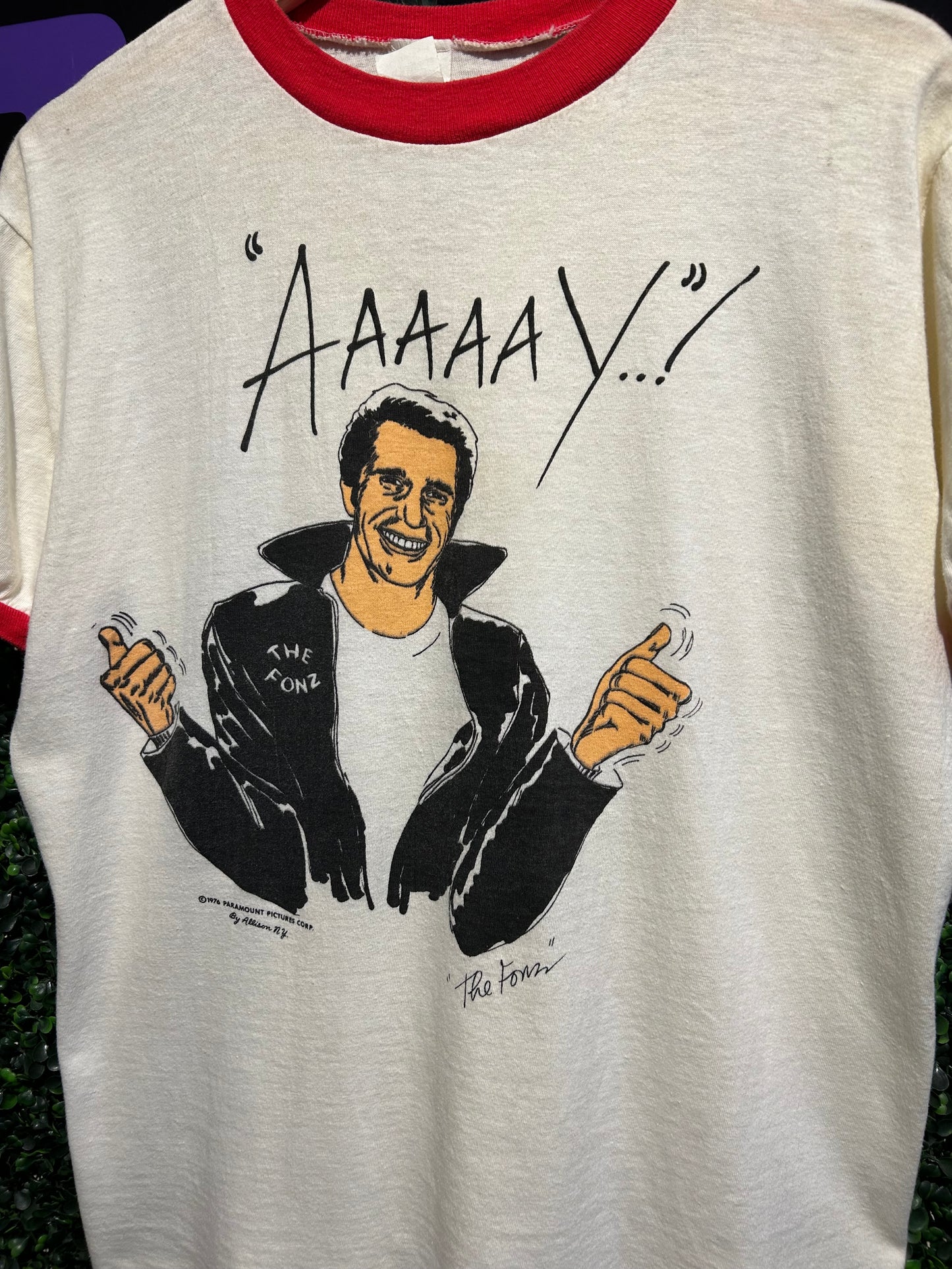 1976 The Fonz “Aaaaay!” Ringer T-Shirt. Size Large