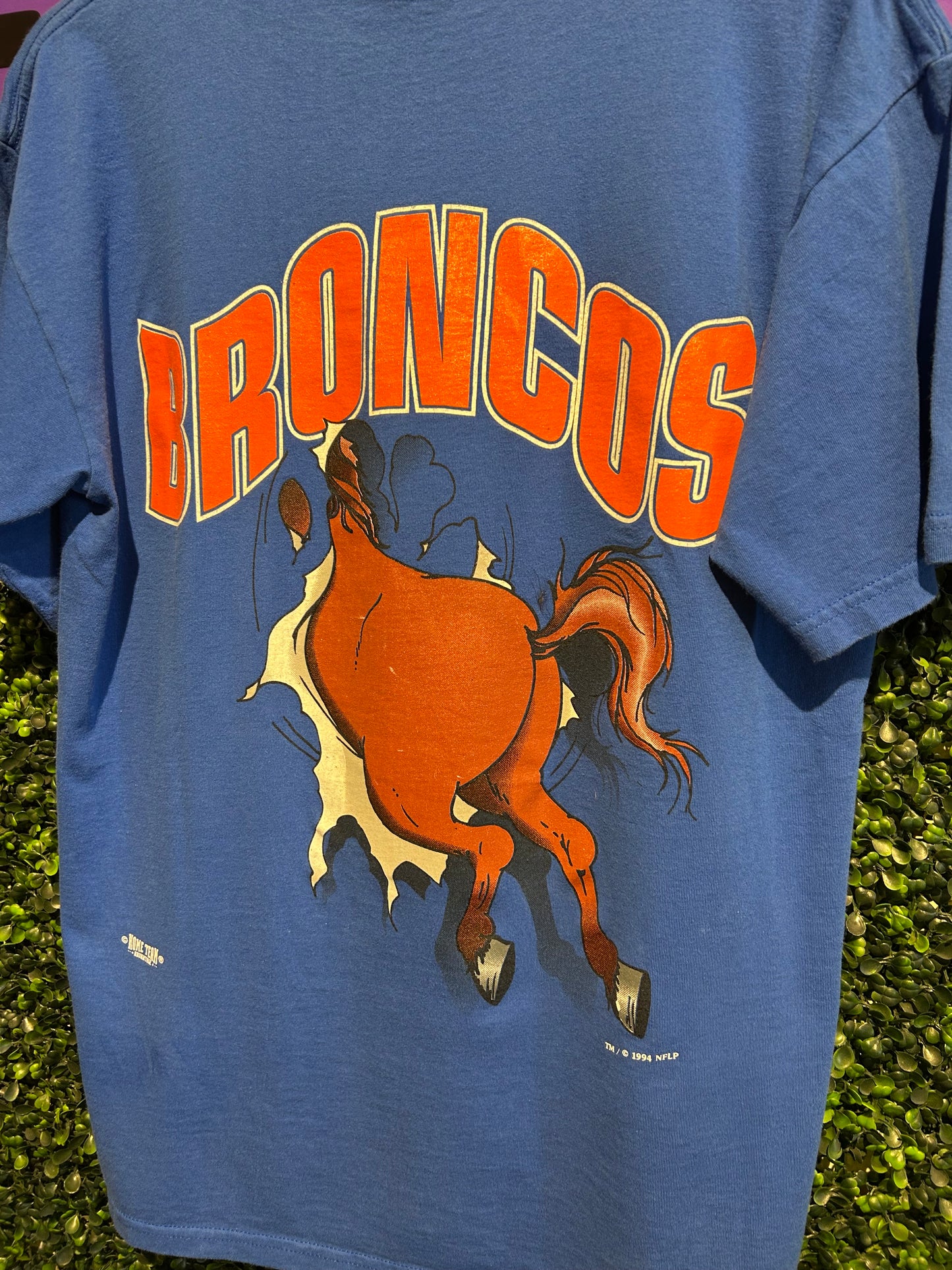 1994 Denver Broncos Breakthrough Double-Sided T-Shirt. Size Large