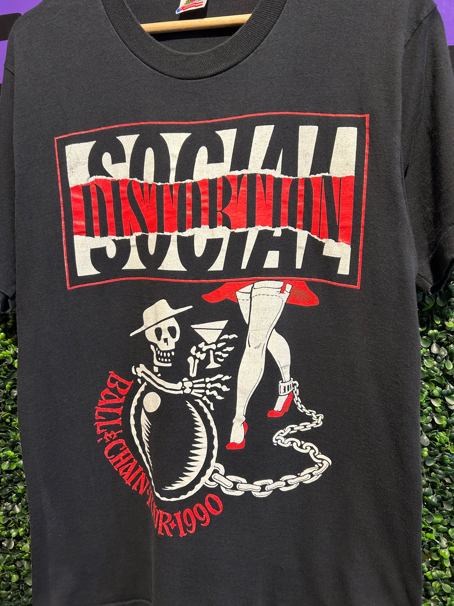 1990 Social Distortion Ball & Chain Tour T-Shirt. Size Large
