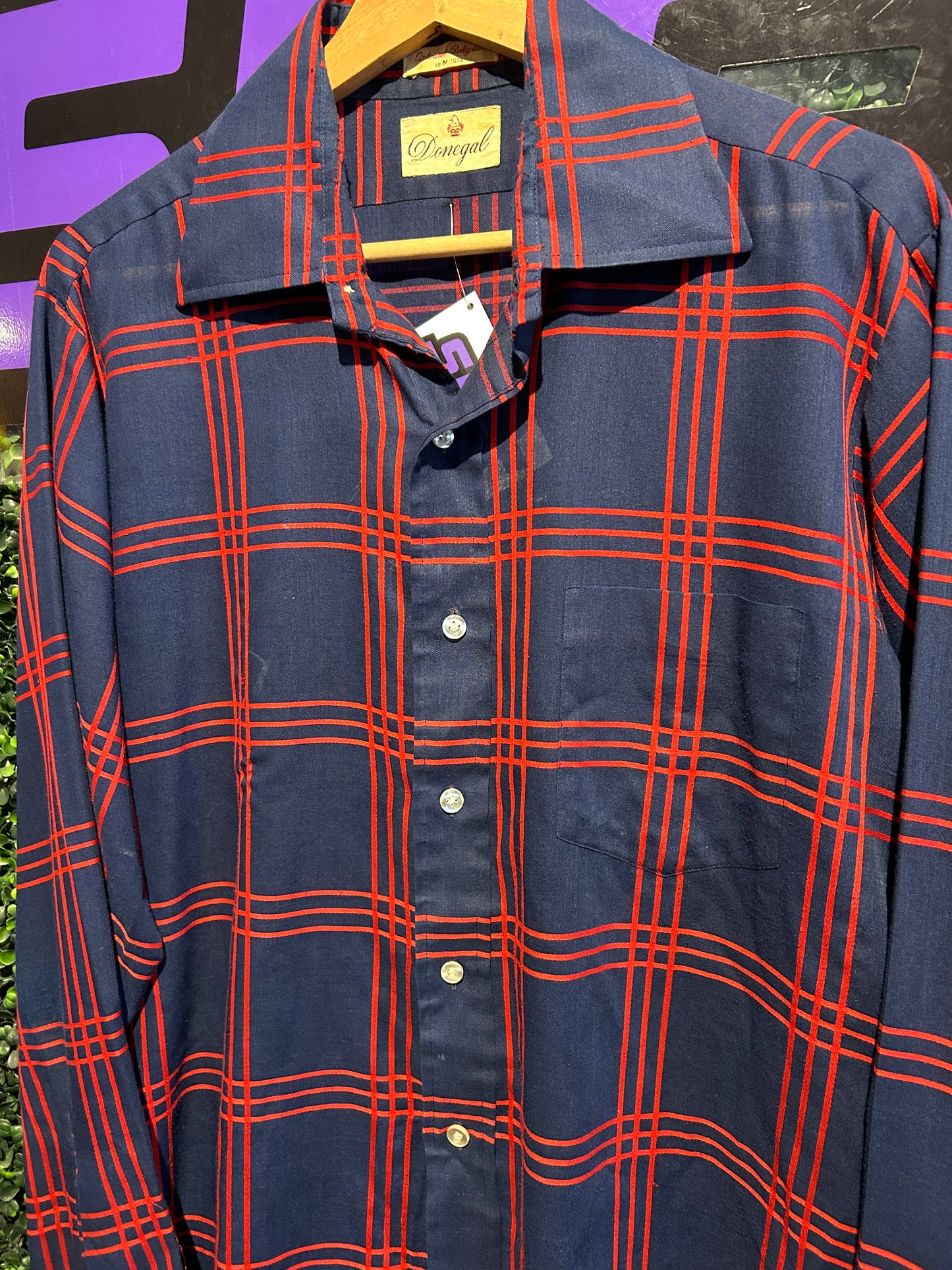 60s/70s Donegal Button-Up Shirt. Size Large