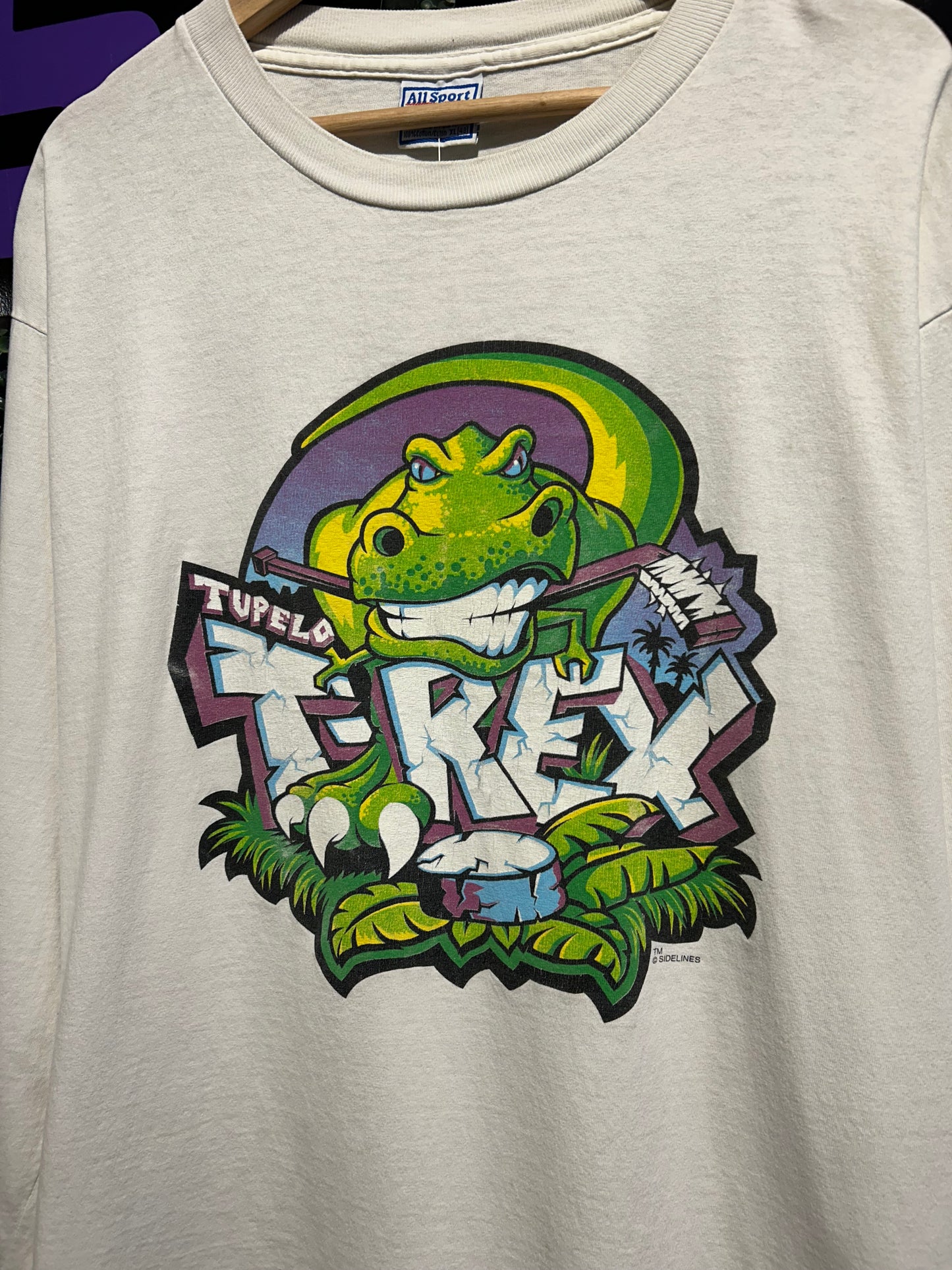 90s Tupelo T-Rex Amateur Hockey LS Shirt. Size XL