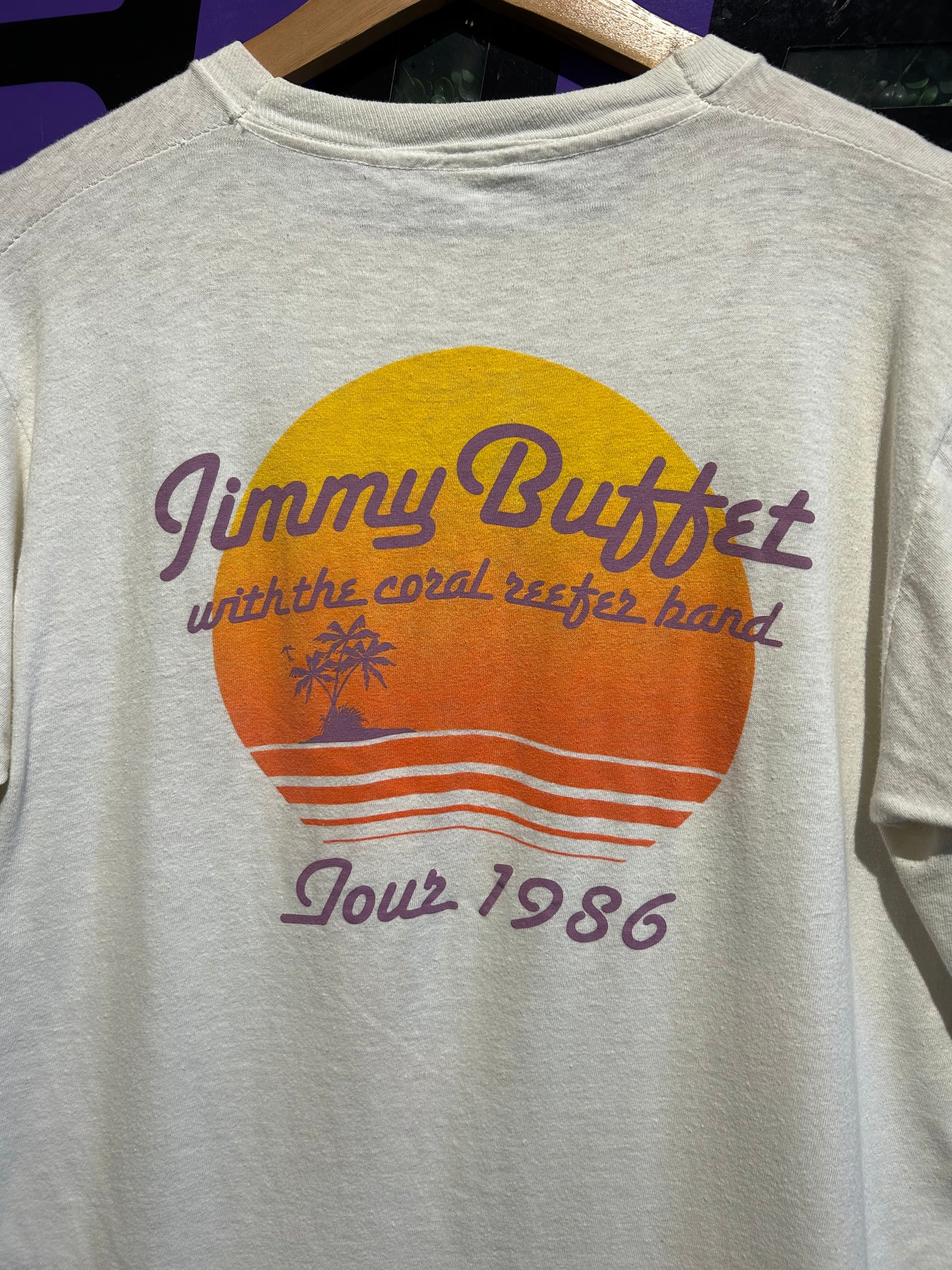 1986 Jimmy Buffett With The Coral Reefer Band Tour T-Shirt. Size Medium