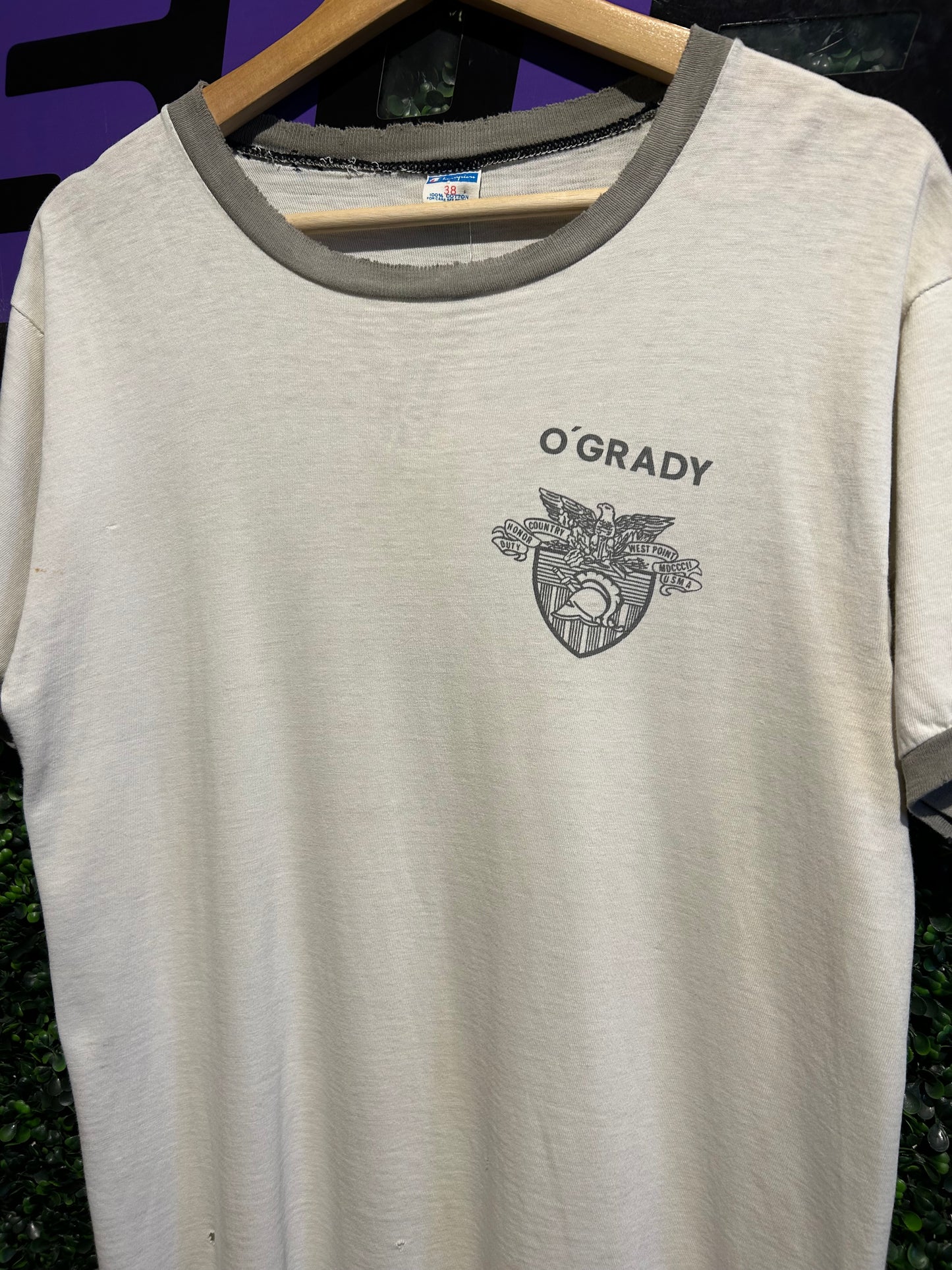70s O’Grady West Point Champion Ringer T-Shirt. Size M/L