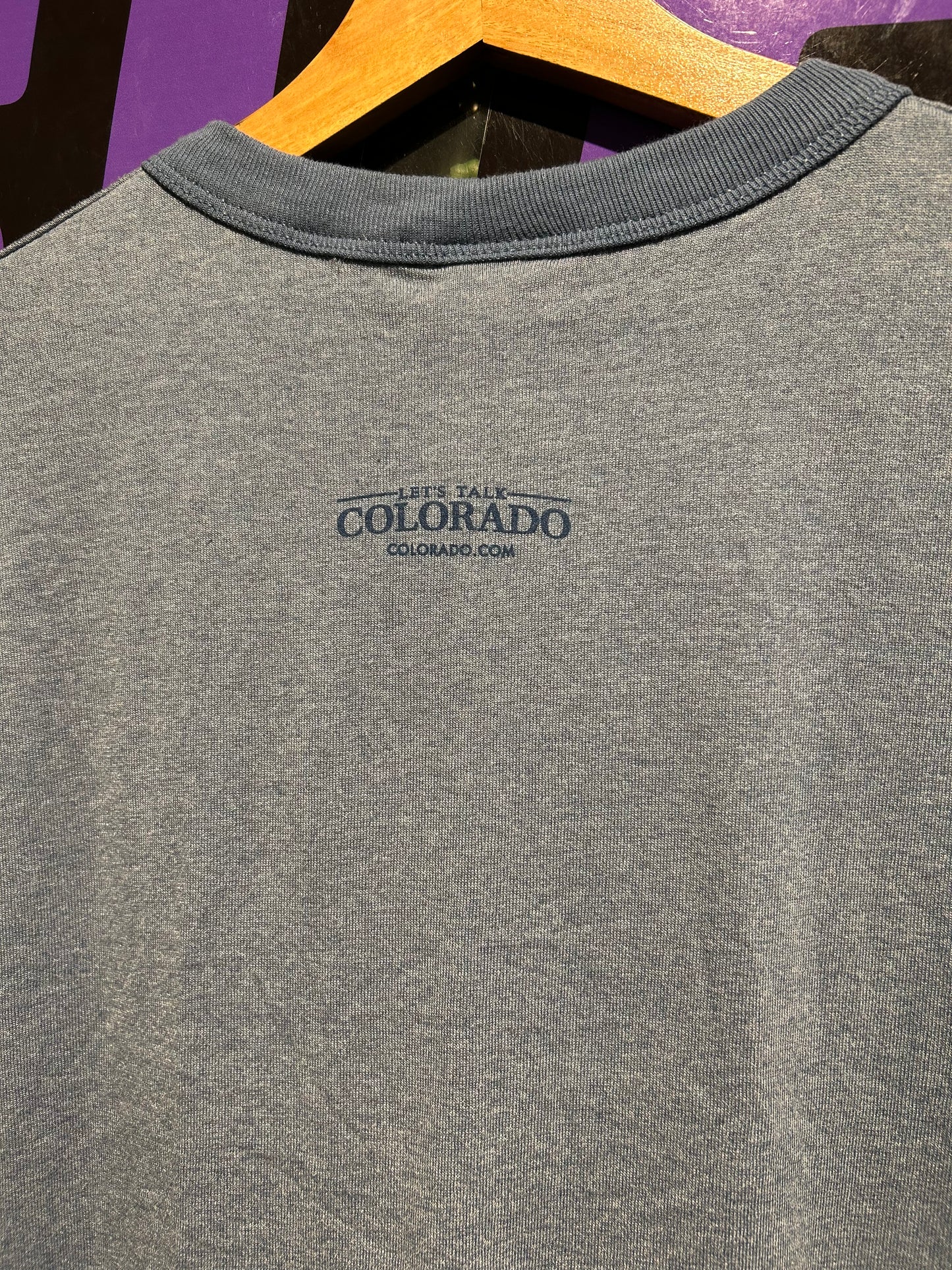 Vintage Proof’s In The Powder Skiing Ringer T-Shirt. Size Medium