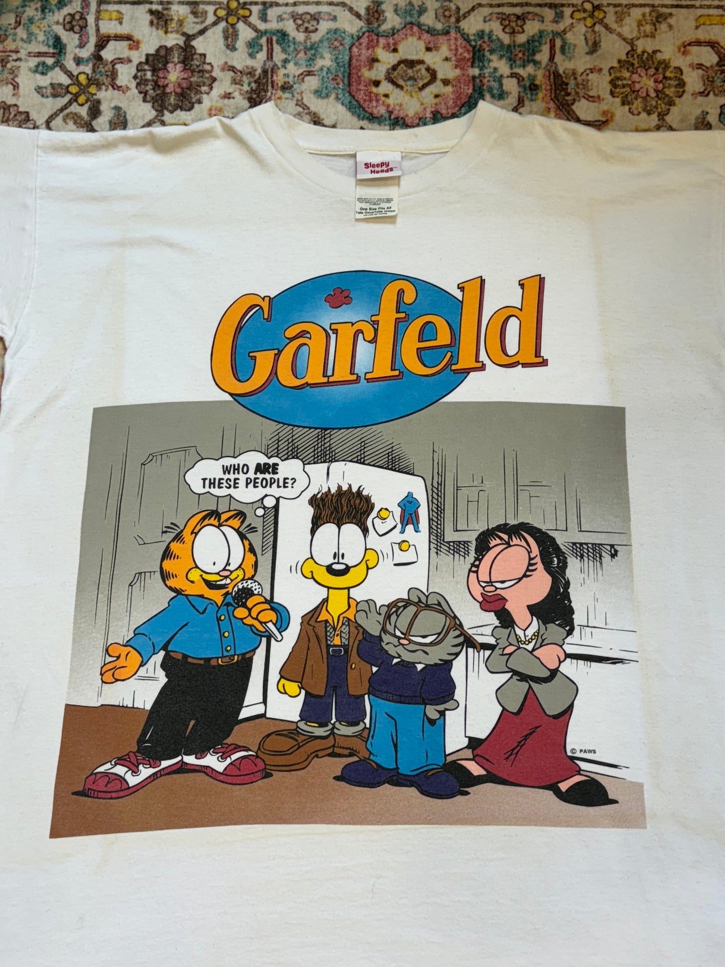 Vintage Garfield Garfeld Seinfeld Parody T-Shirt Size OSFA XL/2XL