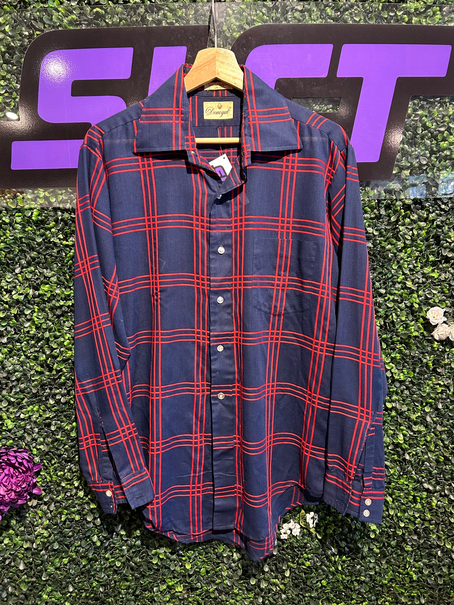 60s/70s Donegal Button-Up Shirt. Size Large