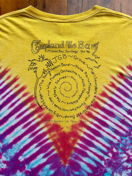 1998 Live On The Bay Jerry Garcia Band Tie-Dye T-Shirt. Size XL