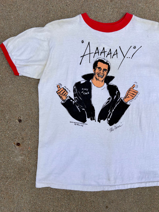 1976 The Fonz “Aaaaay!” Ringer T-Shirt. Size Large