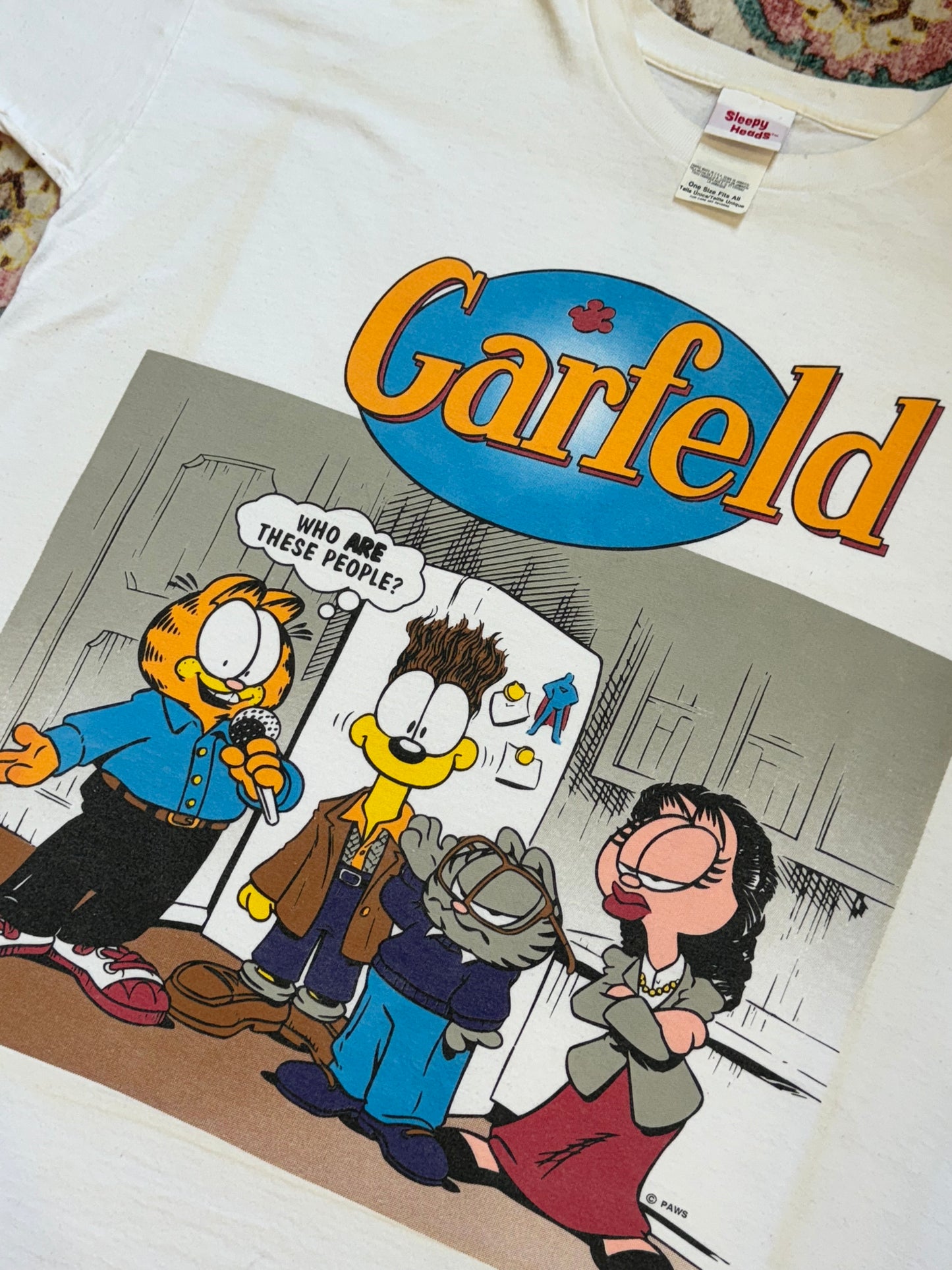 Vintage Garfield Garfeld Seinfeld Parody T-Shirt Size OSFA XL/2XL