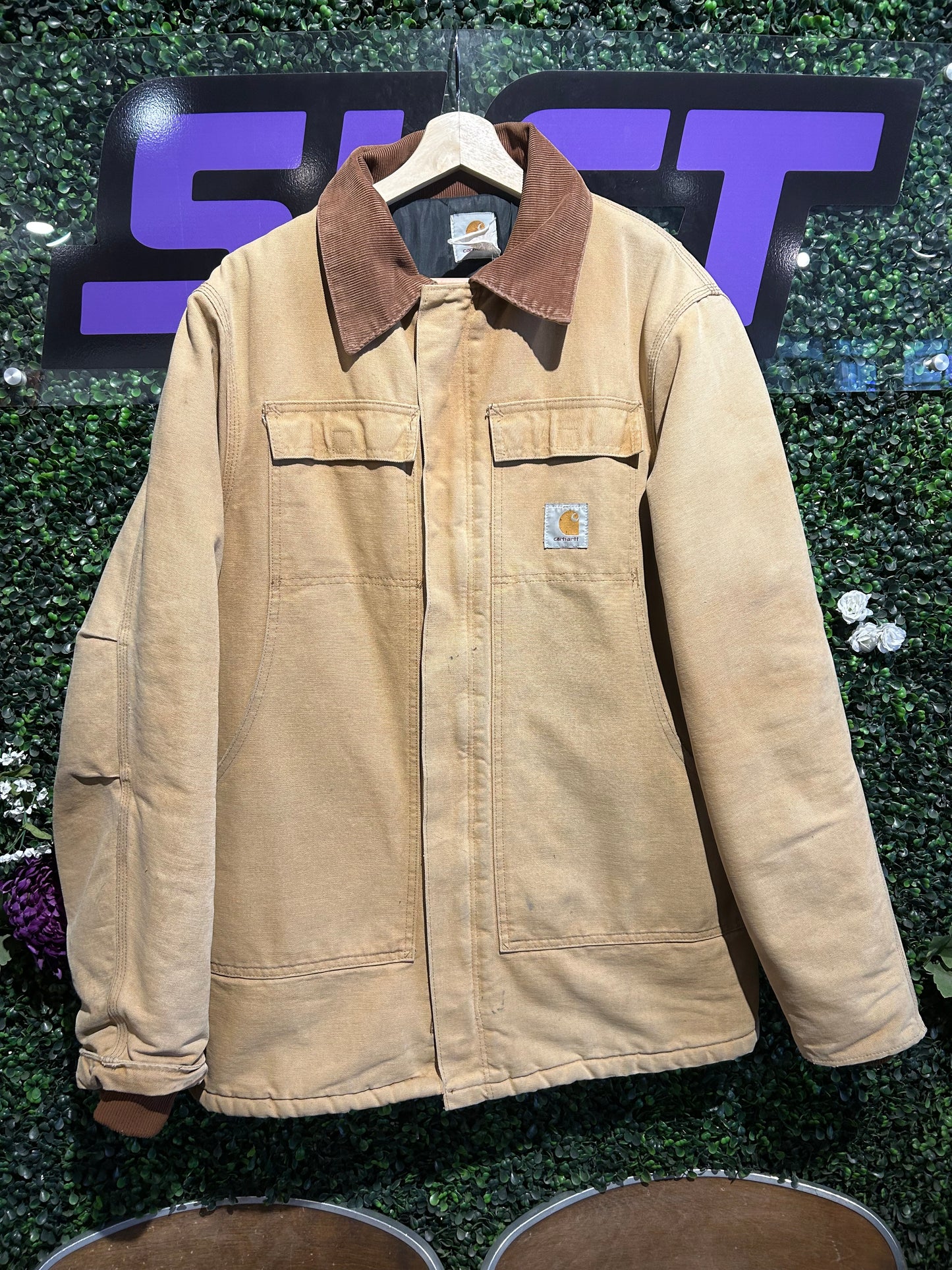 90s Carhartt Zip-Up Collared Jacket. Size Large (Long)