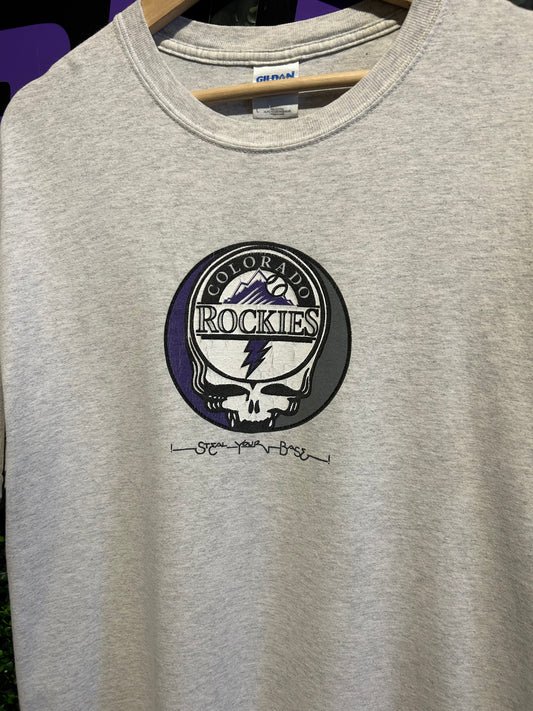 00s Colorado Rockies Grateful Dead ‘Steal Your Base’ T-Shirt. Size Large