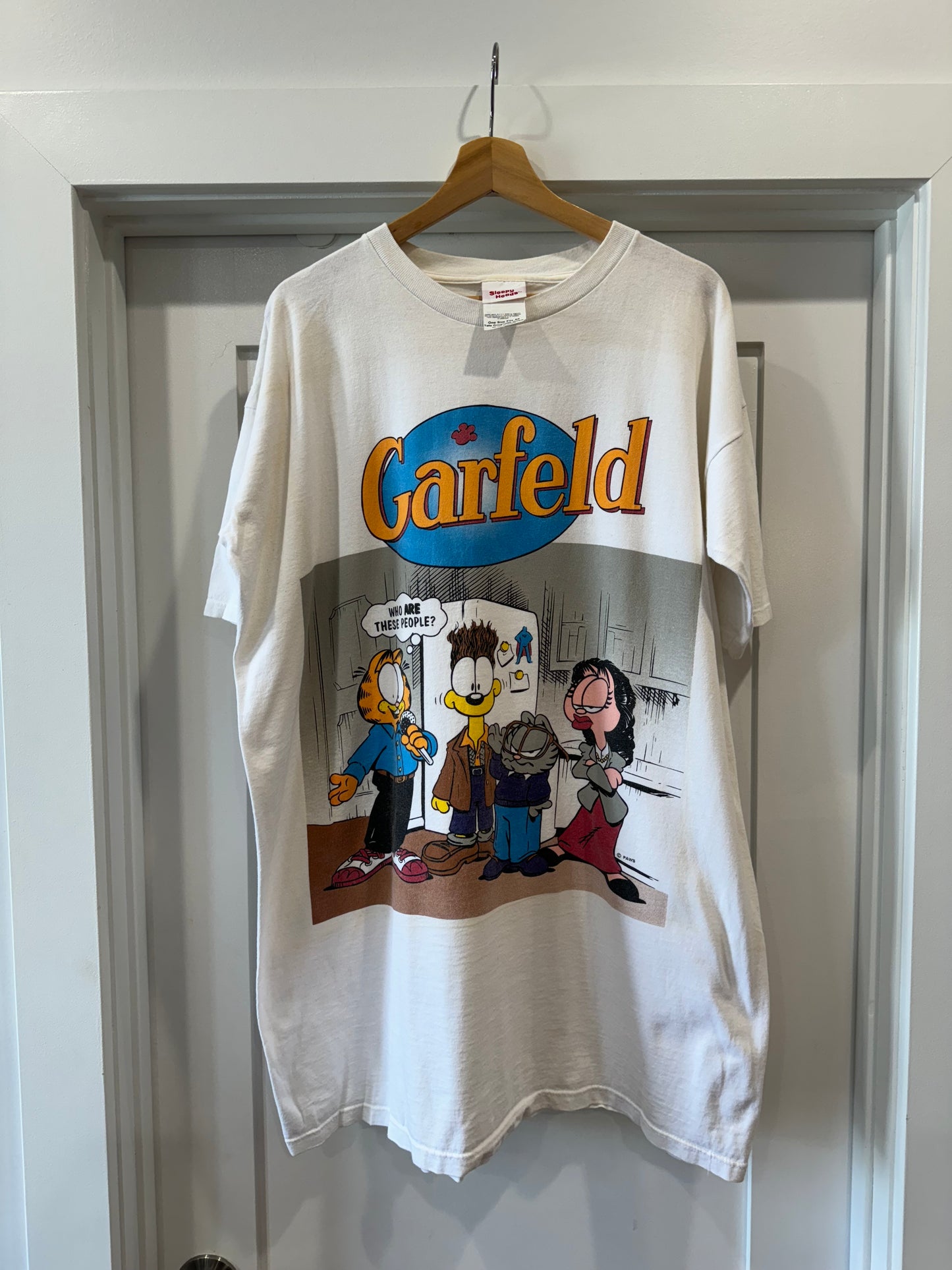Vintage Garfield Garfeld Seinfeld Parody T-Shirt Size OSFA XL/2XL